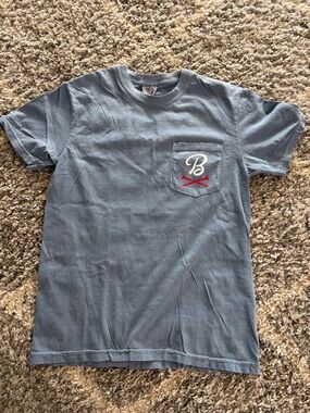 Blue Pocket Short Sleeve Tee with Script 'B'